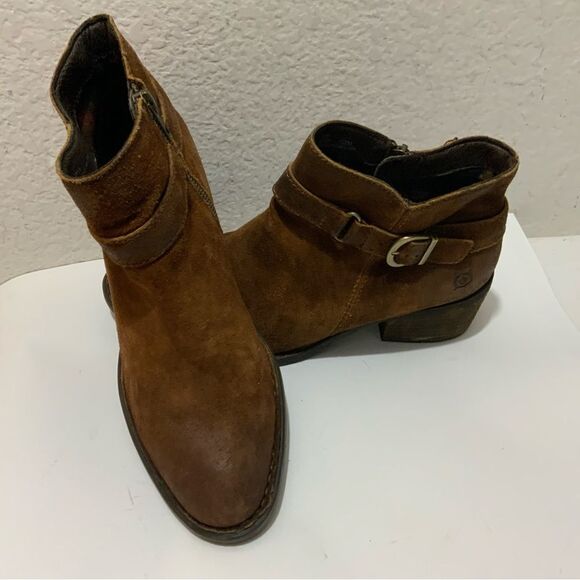 Born ankle boots brown leather side zip accent buckle 9.5 - Picture 2 of 16